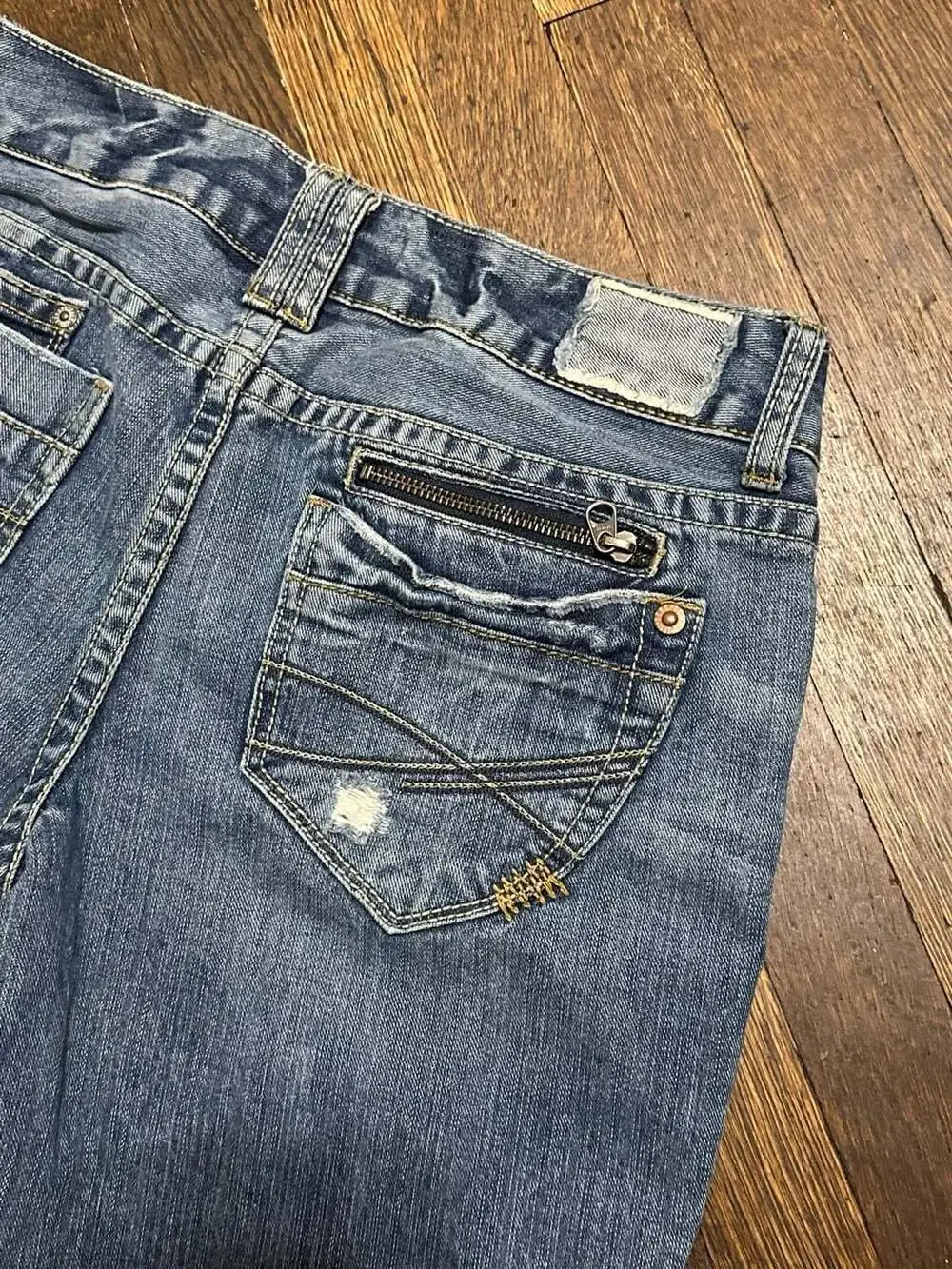 Y2K 90’s Aeropostale Chelsea Skinny Bootcut Distressed Denim Jeans Low Rise 9/10